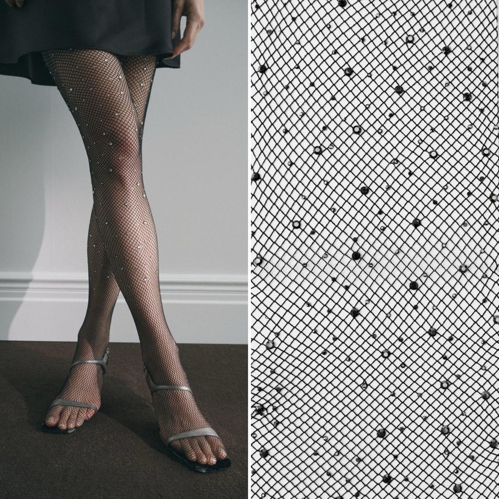ZARA Bloggers Fav Rhinestone Fishnet Tights